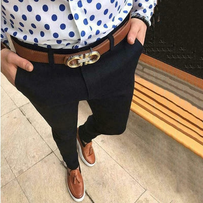 Men Business Formal Pants Fashion Male Elastic Straight Noble Stylish Casual Office Skinny Solid Slim Fit Spring Autumn Trousers