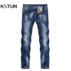 KSTUN Men Jeans Brand 2020 Summer Stretch Business Casual Slim Straight  Jeans Light Blue Male Denim Pants Trousers Plus Size 40