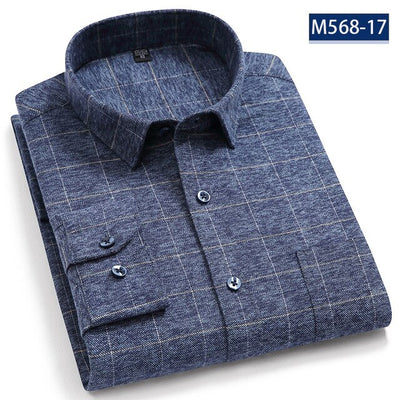 Pure Cotton Classical men's plaid casual warm shirts full sleeve brushed fabric soft comfortable regular fit male shirts