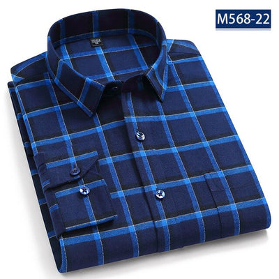 Pure Cotton Classical men's plaid casual warm shirts full sleeve brushed fabric soft comfortable regular fit male shirts