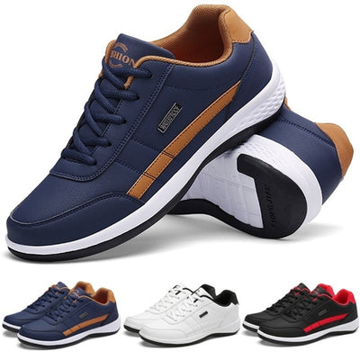 Men Business Casual Shoes PU Leather Running Shoes Fashion Lace Up Casual Sneakers Male Outdoor Walking Jogging Sports Shoes