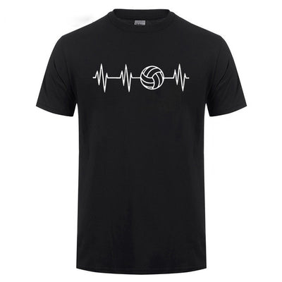 Heartbeat Of Volleyballer Printed T Shirt For Men Male Short Sleeve Summer Tops Tee Casual O-Neck Big Size Funny T-Shirt Tshirt