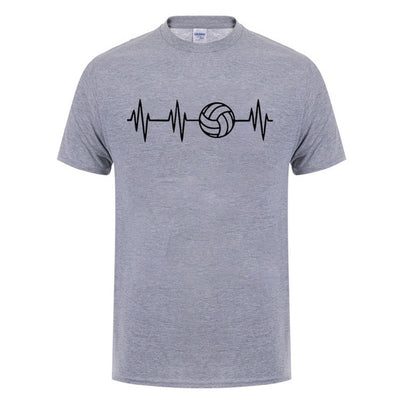 Heartbeat Of Volleyballer Printed T Shirt For Men Male Short Sleeve Summer Tops Tee Casual O-Neck Big Size Funny T-Shirt Tshirt