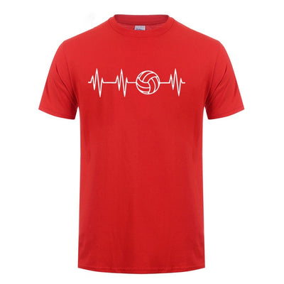 Heartbeat Of Volleyballer Printed T Shirt For Men Male Short Sleeve Summer Tops Tee Casual O-Neck Big Size Funny T-Shirt Tshirt