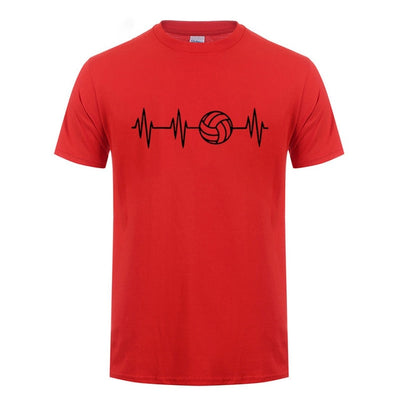 Heartbeat Of Volleyballer Printed T Shirt For Men Male Short Sleeve Summer Tops Tee Casual O-Neck Big Size Funny T-Shirt Tshirt