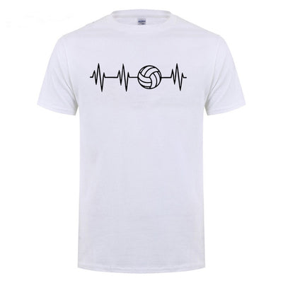 Heartbeat Of Volleyballer Printed T Shirt For Men Male Short Sleeve Summer Tops Tee Casual O-Neck Big Size Funny T-Shirt Tshirt