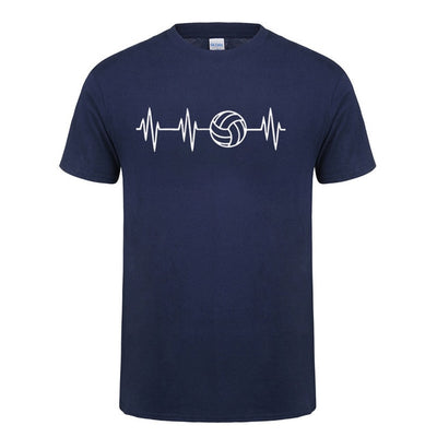 Heartbeat Of Volleyballer Printed T Shirt For Men Male Short Sleeve Summer Tops Tee Casual O-Neck Big Size Funny T-Shirt Tshirt