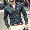 2020 New Men's Floral Printed Shirts Male Silk Satin Long Sleeve Flower Shirts Slim Fit Casual Business Shirt M-3XL