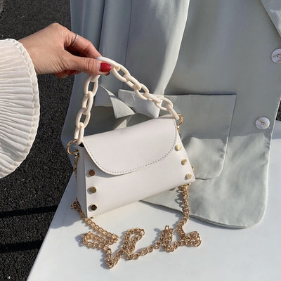 French niche female bag 2020 new girl wild shoulder bag personality trend diagonal bag fashion rivet chain small square bag