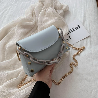 French niche female bag 2020 new girl wild shoulder bag personality trend diagonal bag fashion rivet chain small square bag