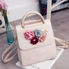 PU Leather Women Backpack Female Style Trend Three-dimensional Flower Shoulder Bag Women's Backpack(Beige)