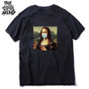 COOLMIND 100% cotton funny mona lisa marks print cool men T shirt casual summer fashion men tshirt street wear male tee shirt