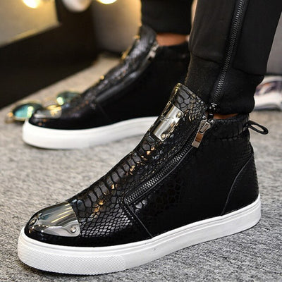 New Sneakers Men High Top Microfiber Platform Shoes Casual Fashion Men Shoes PU Hot Footwear Male Vulcanize Shoes Calzado Hombre