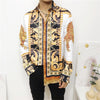 Fashion New Brand Male Shirt Harajuku 3d Floral Leopard Print splice Fancy Shirts Men Autumn Club Party Wedding Prom Dress Shirt