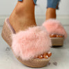 Women Slippers Thick Bottom Ladies Sandalias Female Footwear 2020 Summer Fluffy Platform Wedge Heeled Sandals Outside Slides