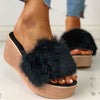 Women Slippers Thick Bottom Ladies Sandalias Female Footwear 2020 Summer Fluffy Platform Wedge Heeled Sandals Outside Slides