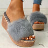 Women Slippers Thick Bottom Ladies Sandalias Female Footwear 2020 Summer Fluffy Platform Wedge Heeled Sandals Outside Slides