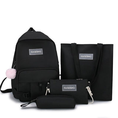 Canvas School Bag Female High School College Student Simple Ins Backpack Harajuku Outdoor Travel Backpacks Fashion Trend Cute