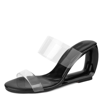 WETKISS Transparent Pvc Slippers Women Open Toe Footwear Unusual Heels High Slides Shoes Female Mules Shoes Woman Summer 2020